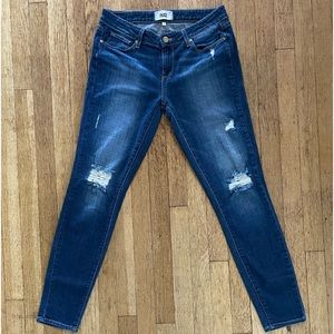PAIGE Verdugo Ultra Skinny Distressed Mid-rise Blue Jeans EUC Size 29